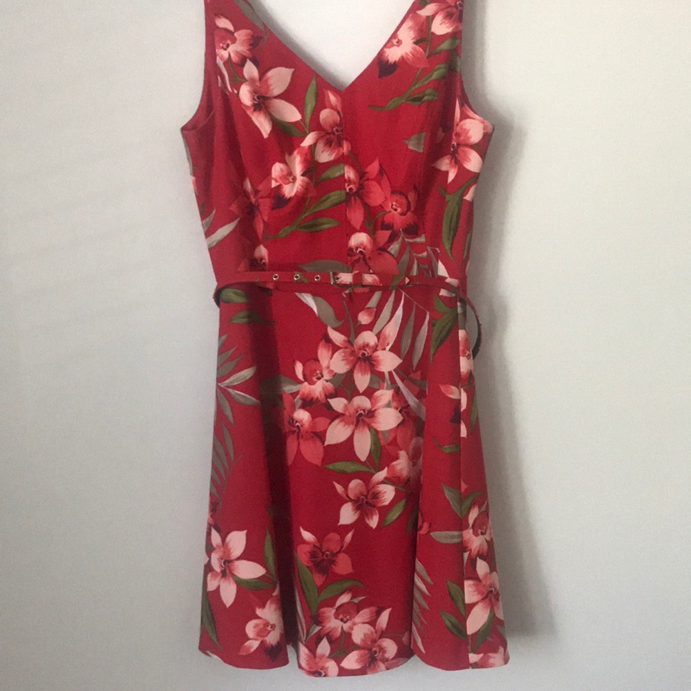 Red floral dress